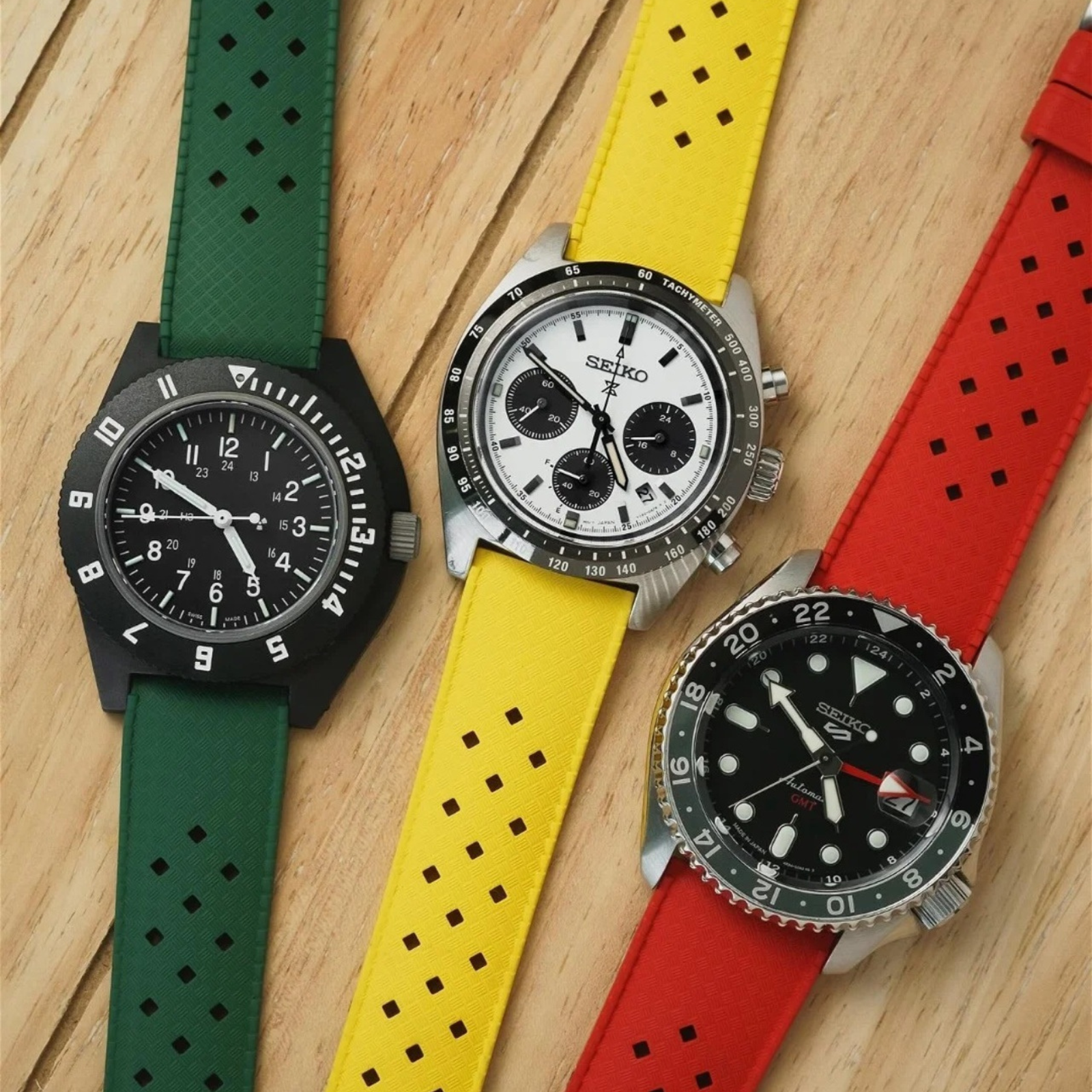 Calypso Style FKM Rubber Watch Strap - Quick-Release - Yellow (2422)