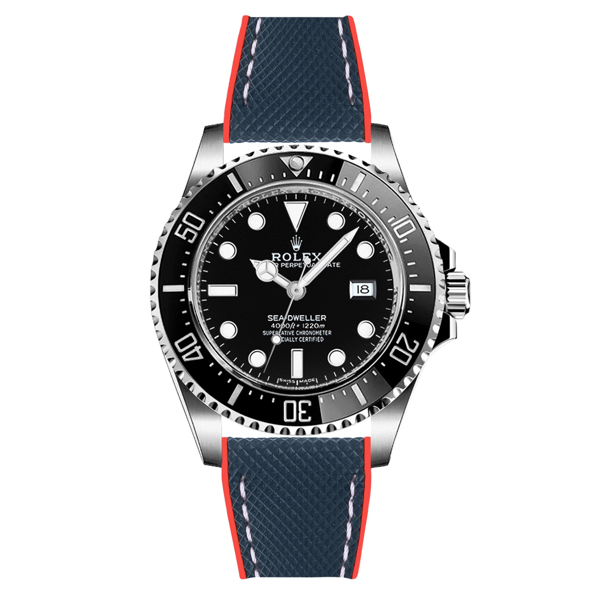 #color_Blue Nylon White Stitch / Red FKM Rubber