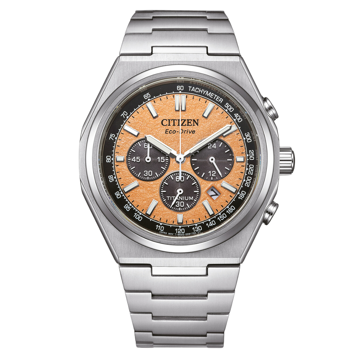 Citizen Forza CA4610-85 CA4610-85Z Zenshin Eco-Drive Orange Dial Super Titanium Chronograph Watch