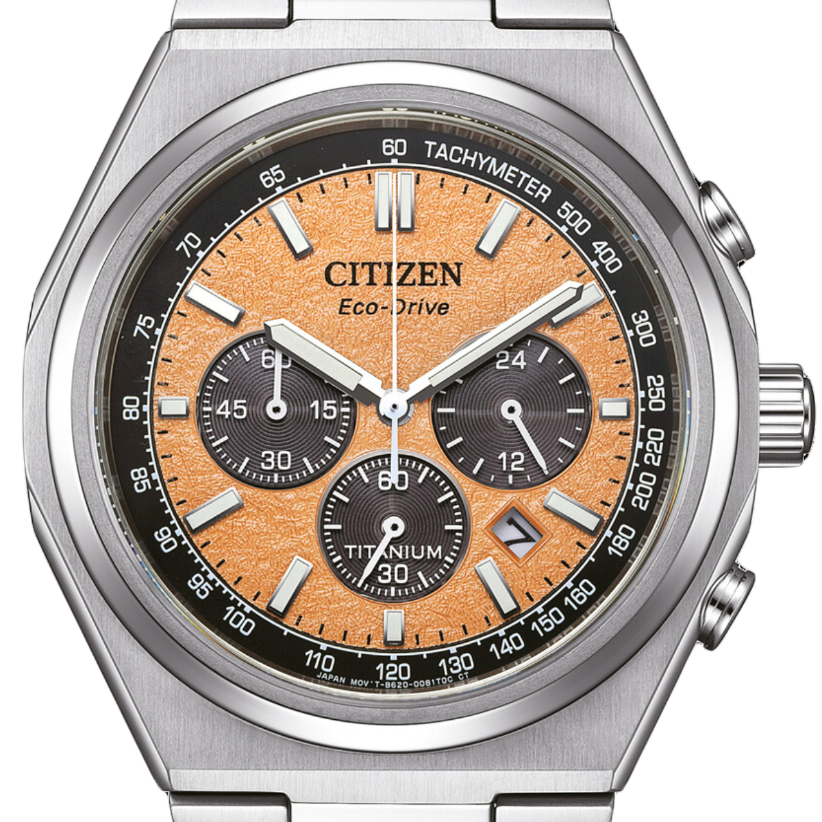 Citizen Forza CA4610-85 CA4610-85Z Zenshin Eco-Drive Orange Dial Super Titanium Chronograph Watch