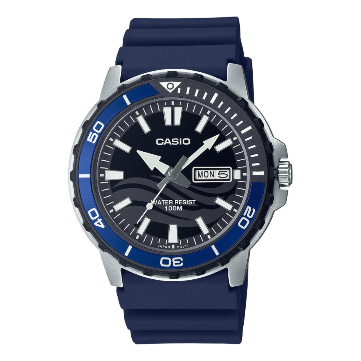 Casio Men's MTD-125-2A Sporty Analog Watch - Navy Blue Resin Band