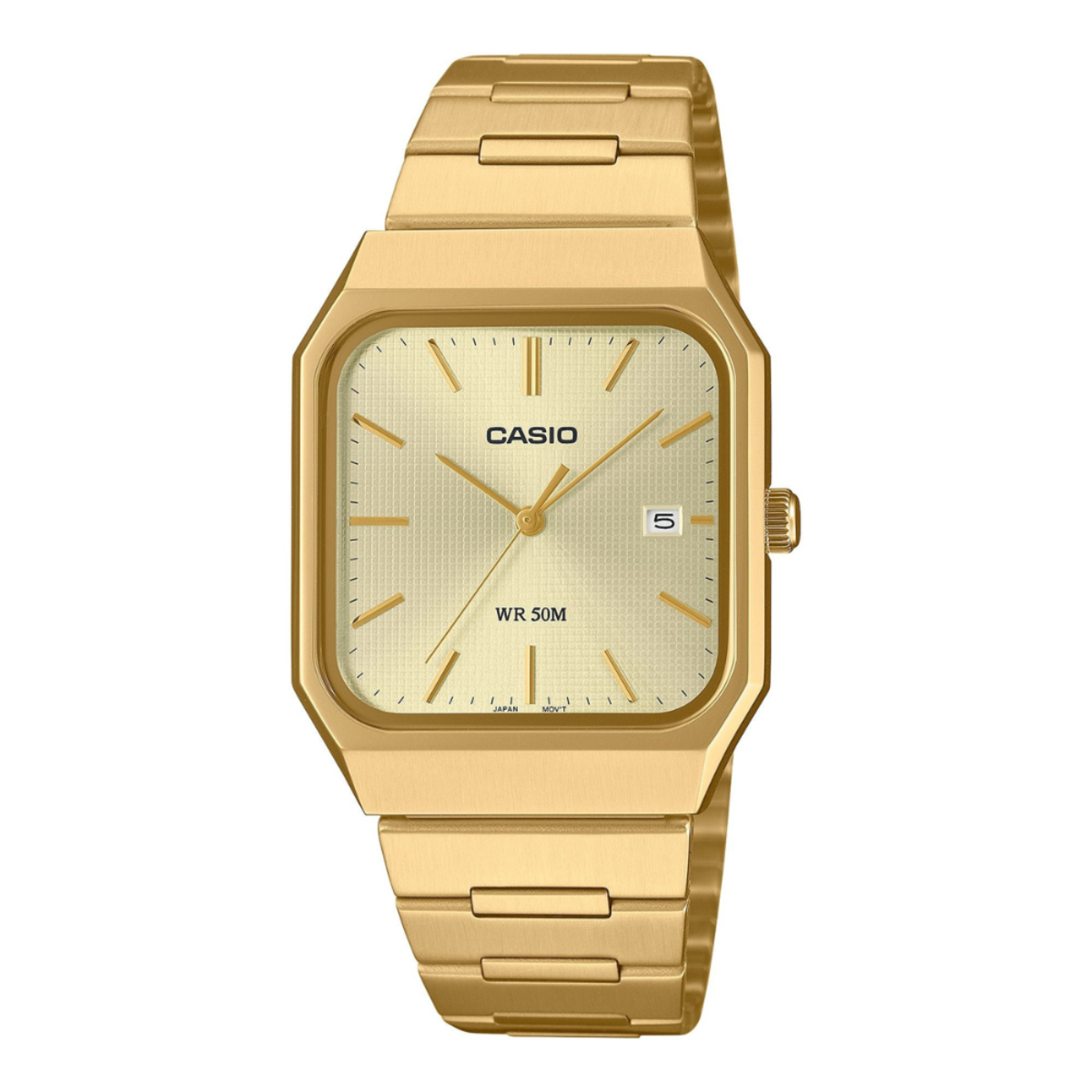 Casio Vintage MTP-B185G-9A Men's Gold Dial Stainless Steel Watch