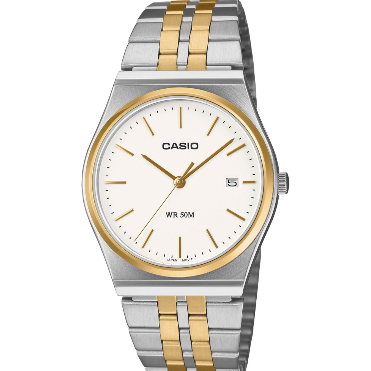 Casio General x Analog ft. Retro 1980s | MTP-B145SG-7A Two-Tone White Dial