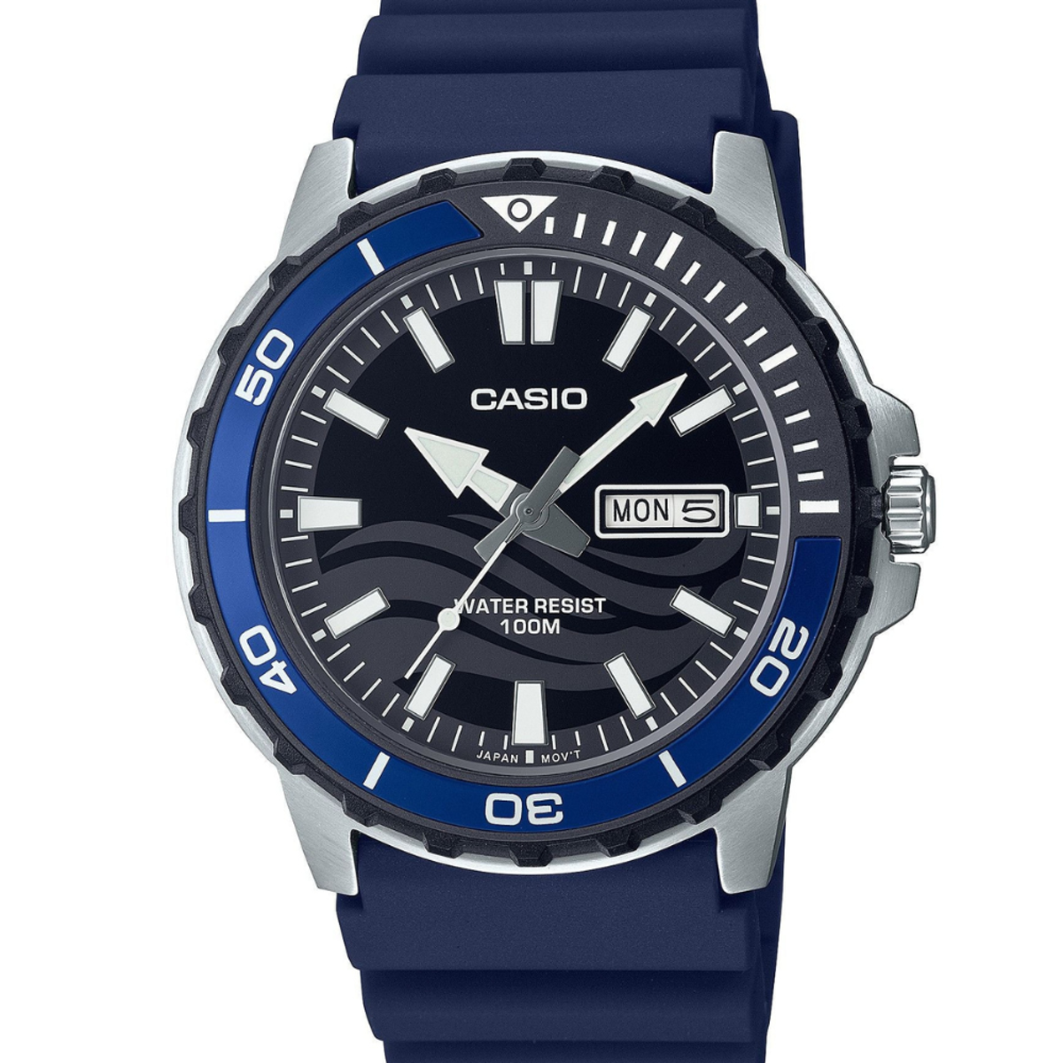 Casio MTD125-2A MTD-125-2A Men's Analog Sporty Navy Blue Resin Band Watch