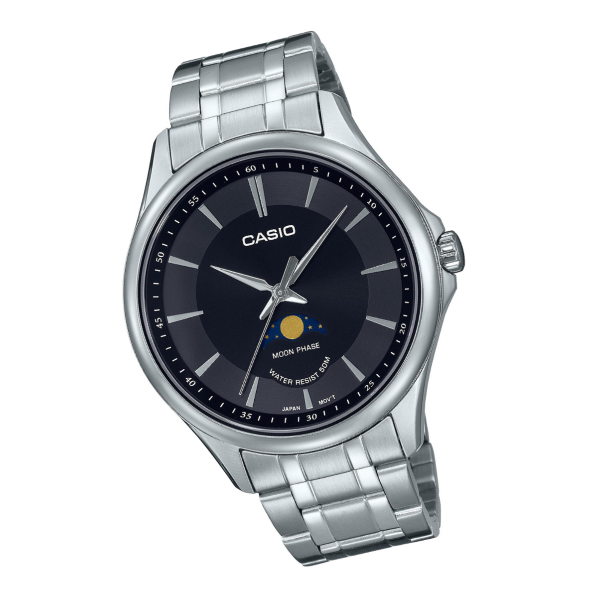 Casio General Moon Phase Round | MTP-M100D-1A Black Dial Watch