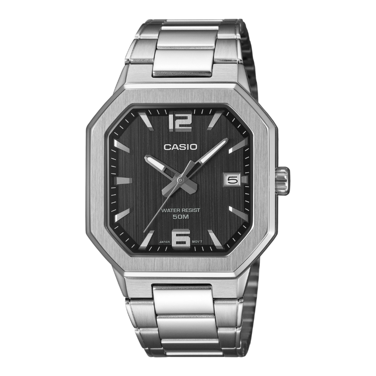 Casio Men's MTP-B195D-1A Hexagon Stainless Steel Watch