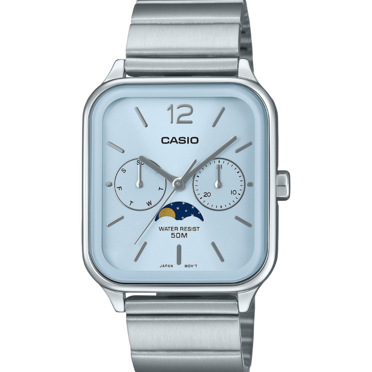 Casio Standard Moon Phase Rectangle | MTP-M305D-2A Blue Dial