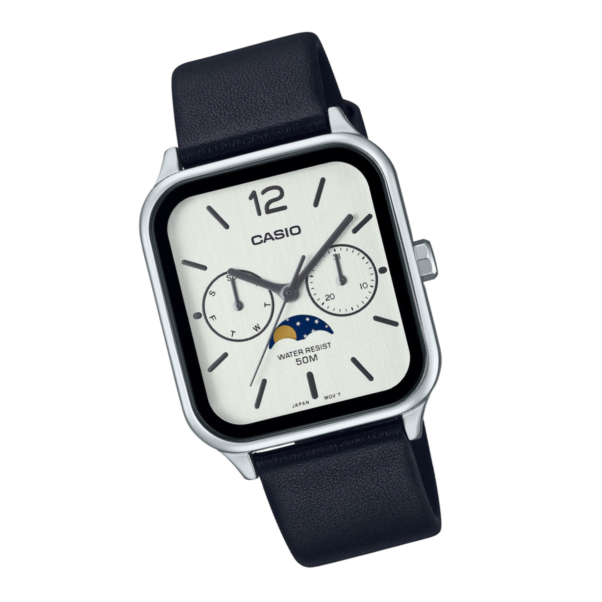 Casio General Moon Phase Rectangle | MTP-M305L-7A White Dial