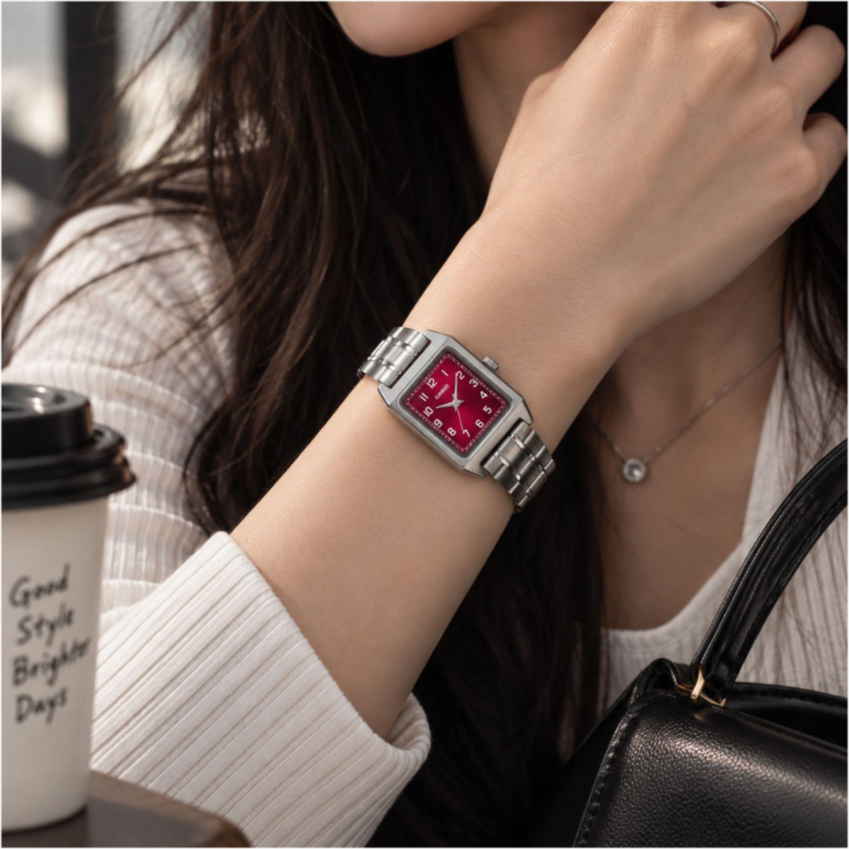Casio Rectangular Red Dial Women's Watch LTP-B150DA-4B