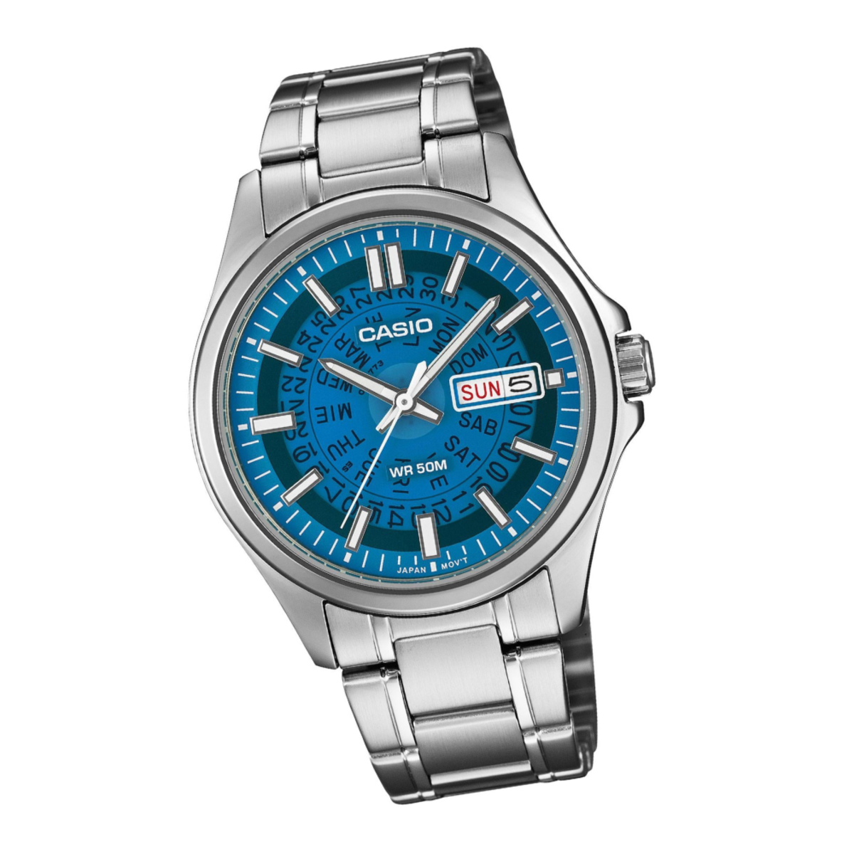 Casio Translucent Blue Dial Quartz Mens Watch MTP-E740-2A2