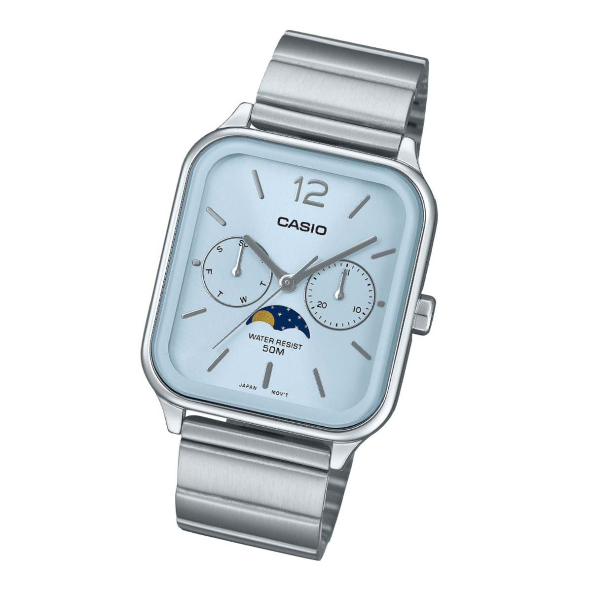 Casio Standard Moon Phase Rectangle | MTP-M305D-2A Blue Dial