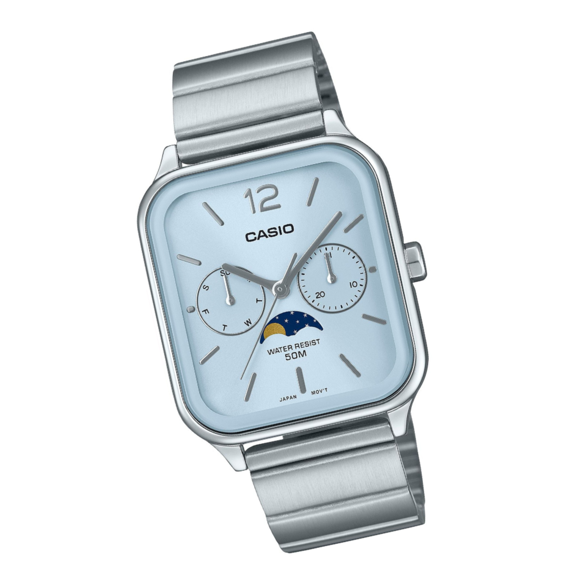 Casio Standard Moon Phase Rectangle | MTP-M305D-2A Blue Dial
