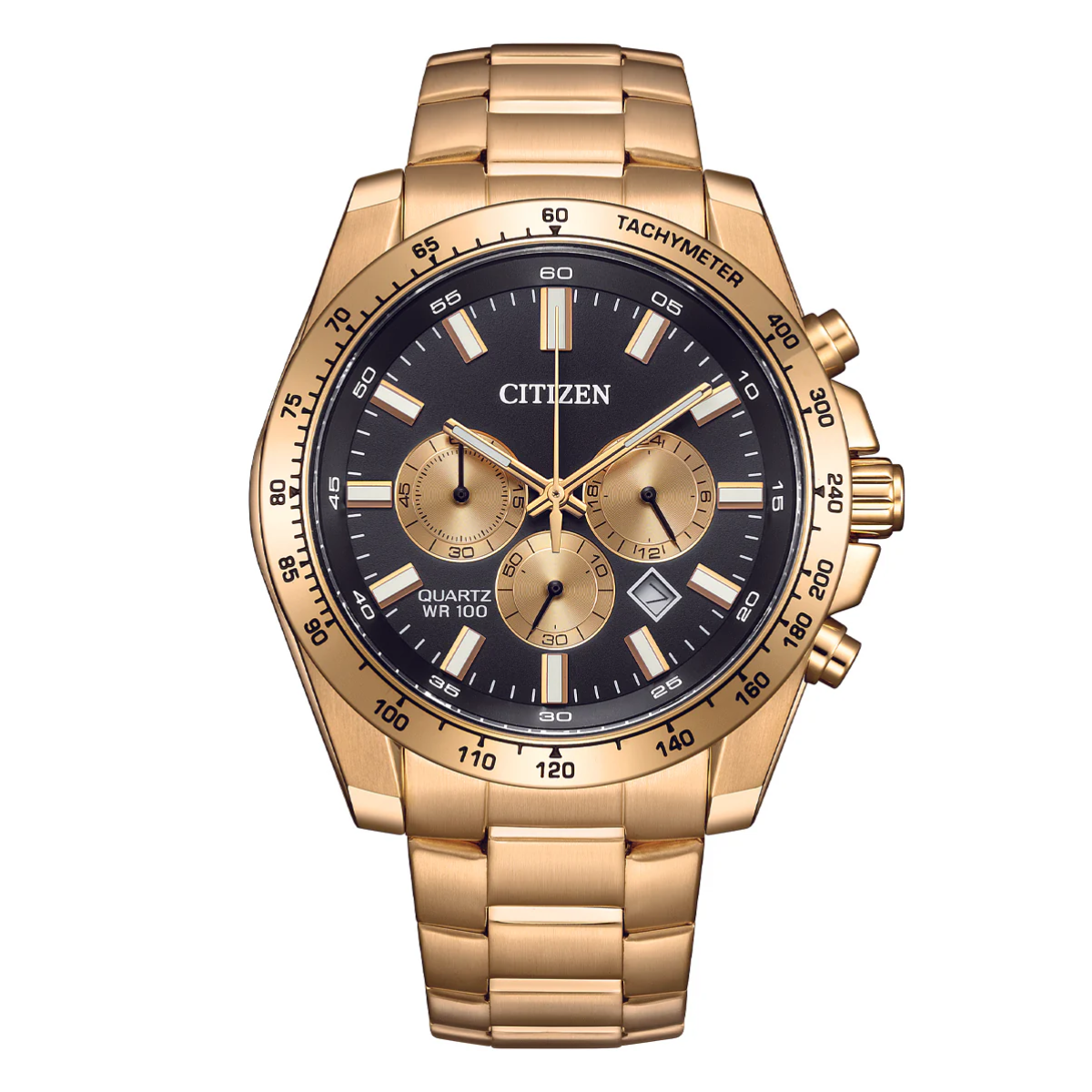 Citizen AN8233-51E Quartz Chronograph: Sporty Black Dial Steel