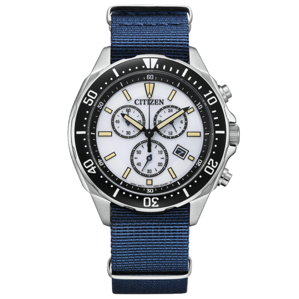 Citizen Eco-Drive Photovoltaic AT2500-19A AT2500 White Dial Blue Nylon Strap Watch