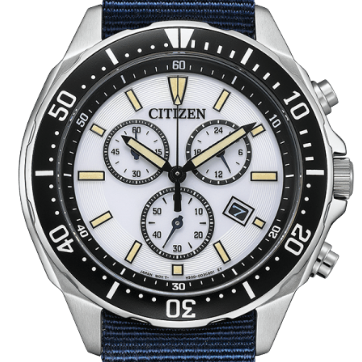 Citizen Eco-Drive Photovoltaic AT2500-19A AT2500 White Dial Blue Nylon Strap Watch