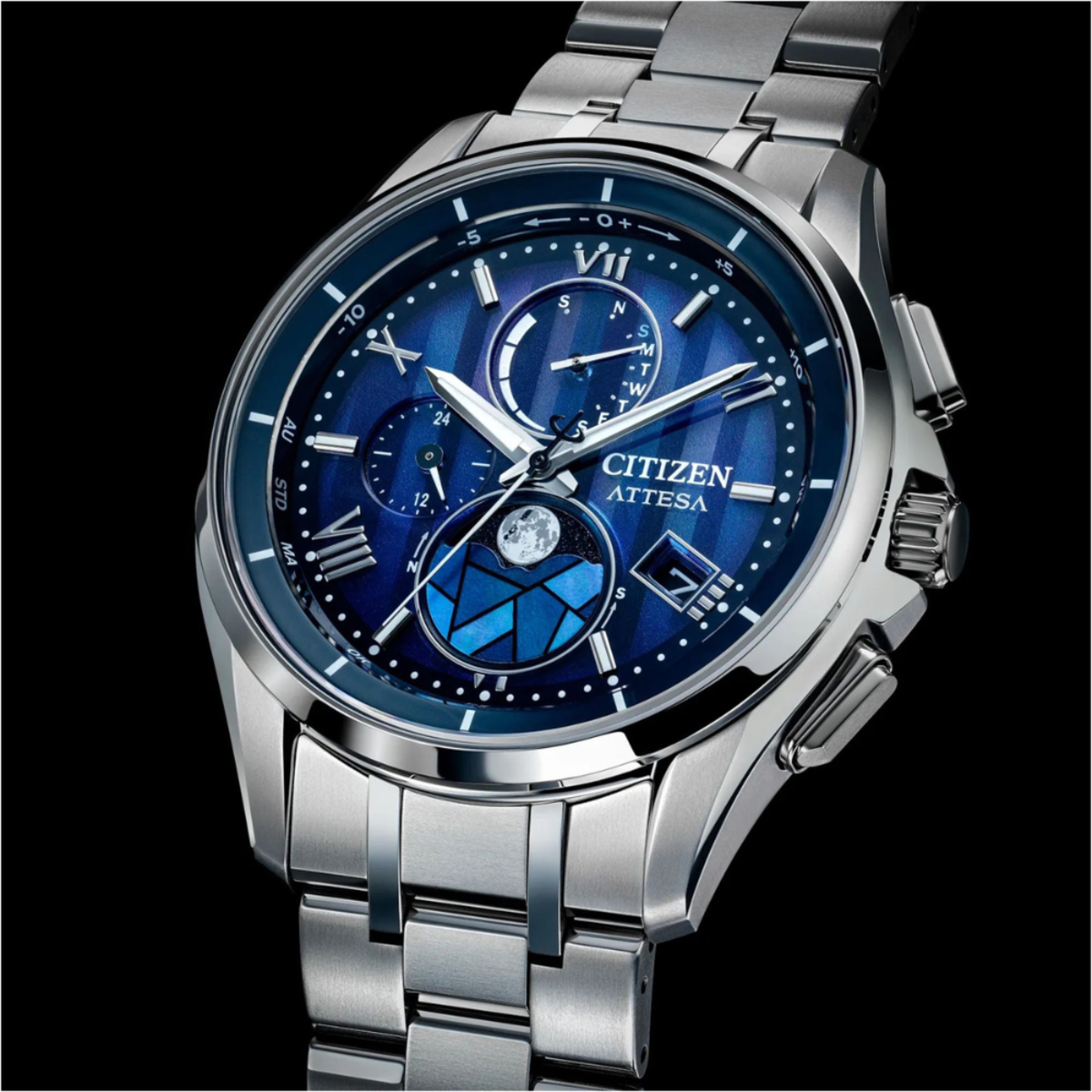 Citizen ATTESA Limited Edition BY1000-51L Eco-Drive Atomic Time Super Titanium Moon Phase Watch