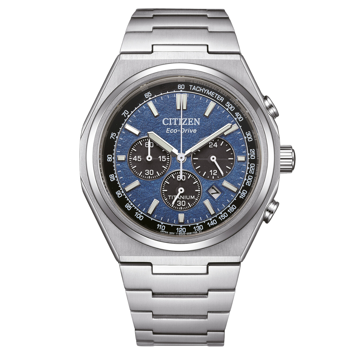 Citizen Forza CA4610-85 CA4610-85L Zenshin Eco-Drive Super Titanium Chronograph Blue Dial Watch