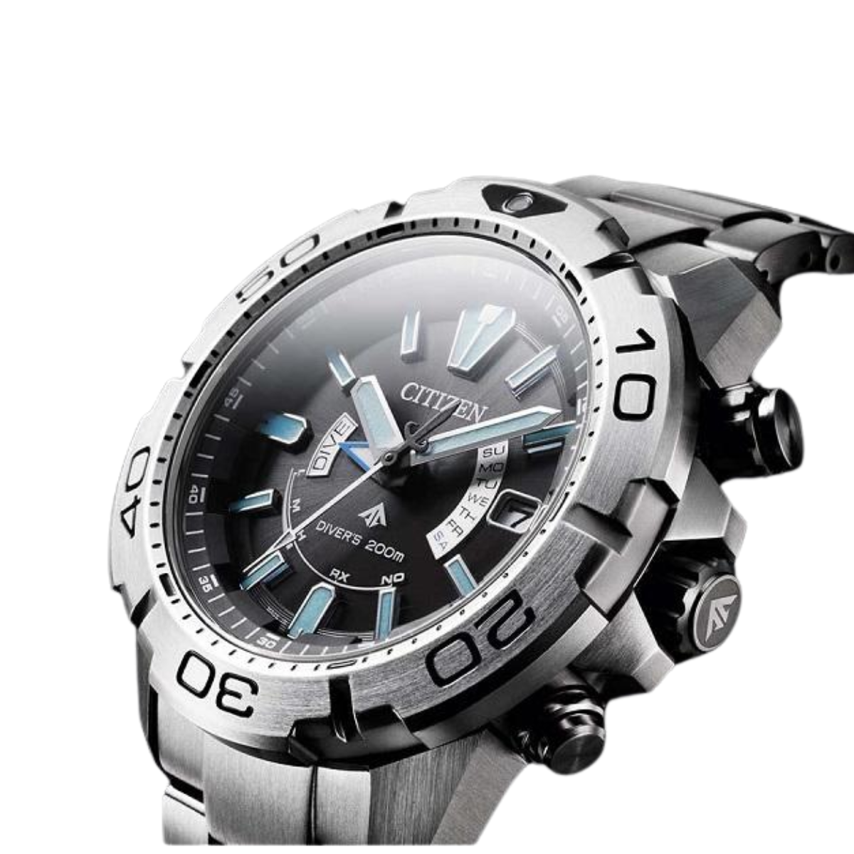 Citizen Promaster Marine AS7141-60E AS7141 Eco-Drive Black Dial Titanium Mens Watch