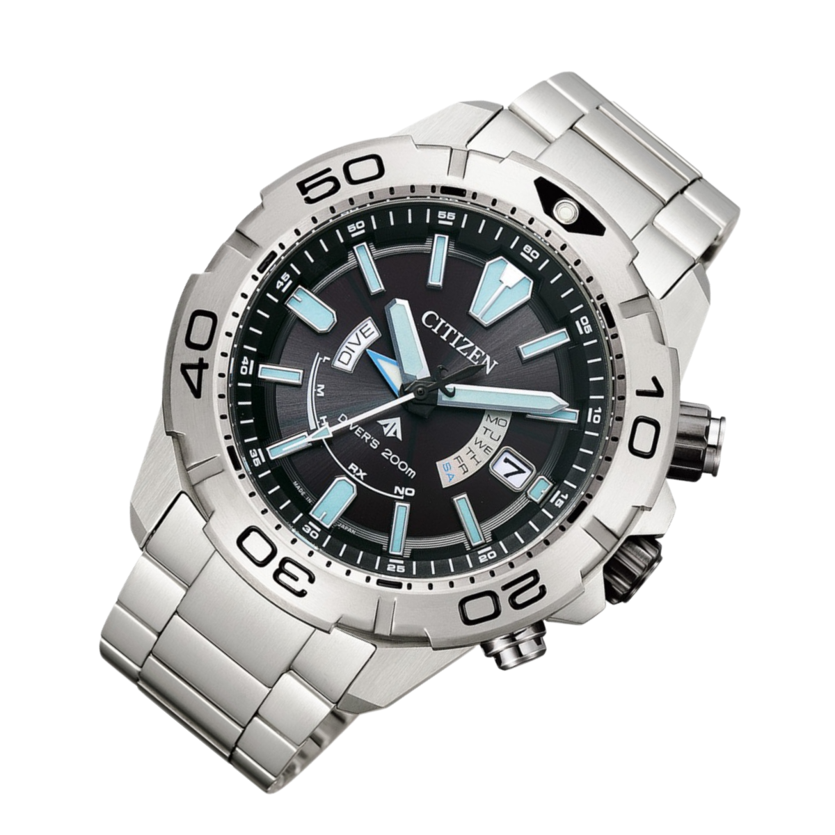 Citizen Promaster Marine AS7141-60E AS7141 Eco-Drive Black Dial Titanium Mens Watch