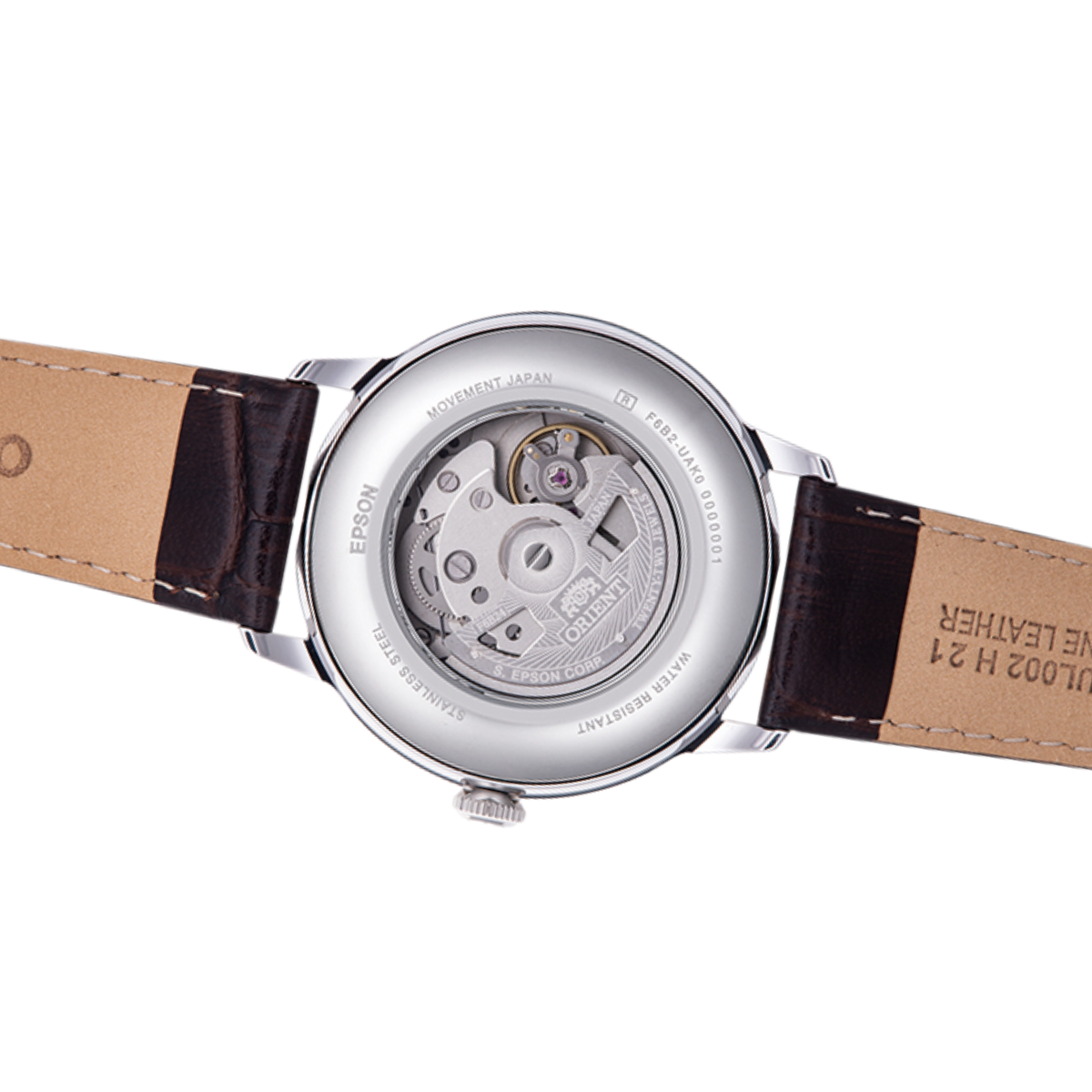 Orient Bambino Sun Moon RA-AK0804Y Classic Automatic Brown Dial Leather Watch