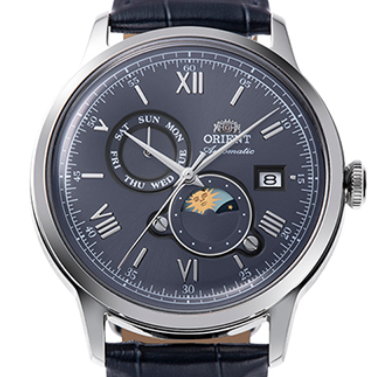 Orient Bambino Sun & Moon RA-AK0806L 75th Anniversary Mechanical Leather Watch