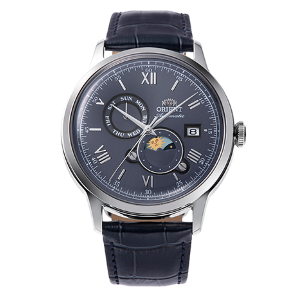 Orient Bambino Sun & Moon RA-AK0806L 75th Anniversary Mechanical Leather Watch