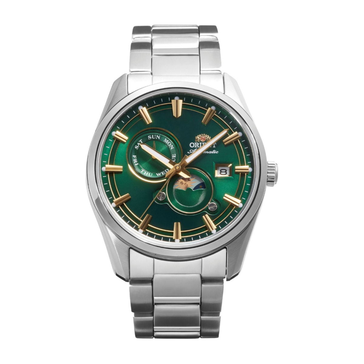 Orient Contemporary Stretto Sun and Moon Automatic Green Dial Men's Watch RA-AK0314E