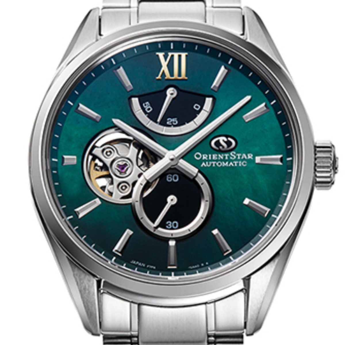 Orient Star M34 F7 RE-BY0005A Semi Skeleton Mother of Pearl Green Dial Watch