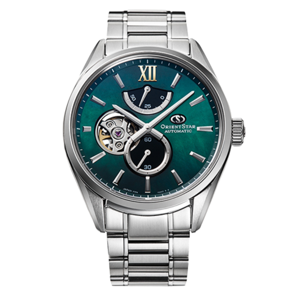 Orient Star M34 F7 RE-BY0005A Semi Skeleton Mother of Pearl Green Dial Watch