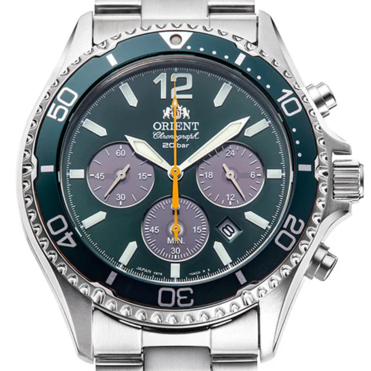 Orient Mako RN-TX0204E Chronograph Solar Green Dial Sports JDM Watch