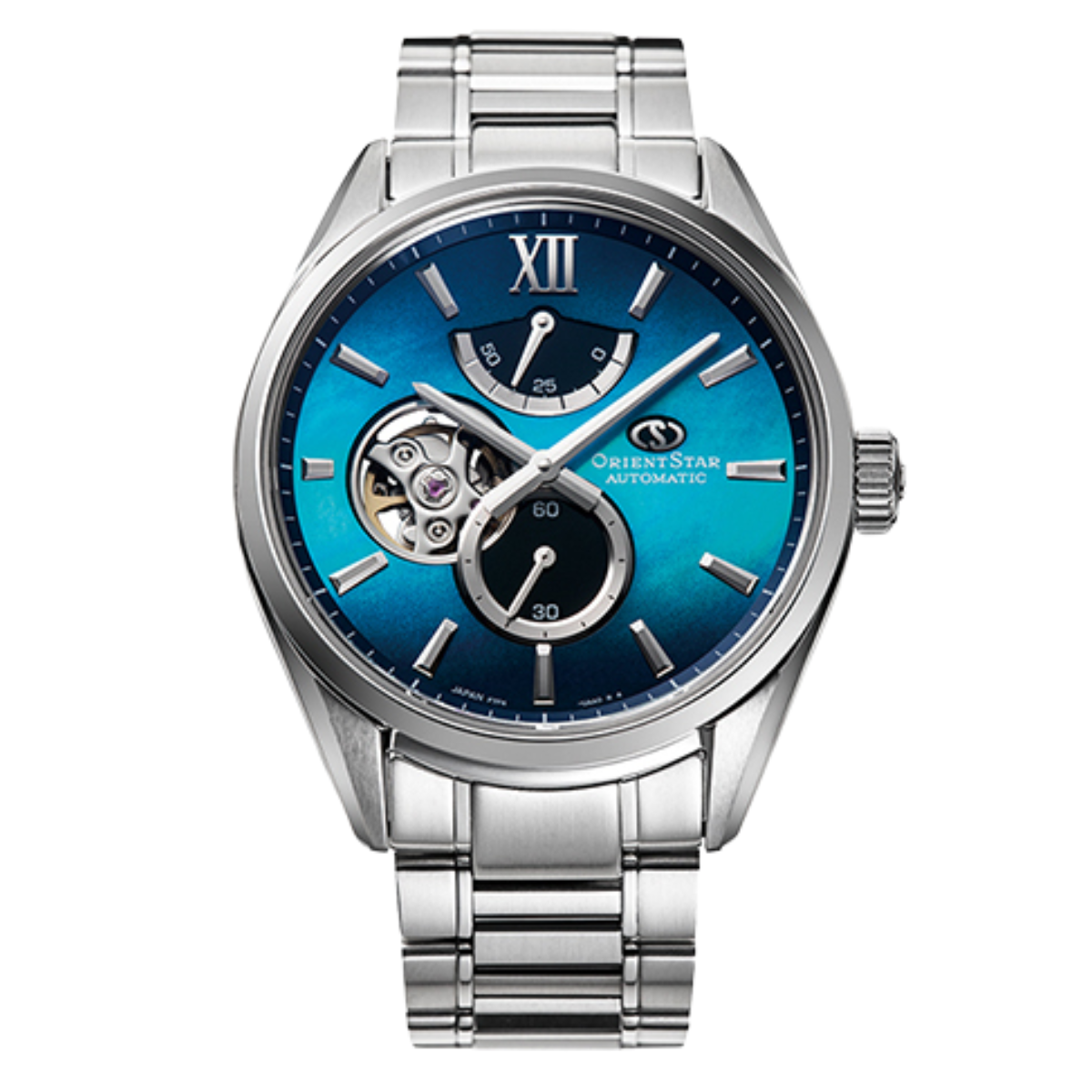 Orient Star M34 F7 Automatic RE-BY0004A Semi Skeleton Mother of Pearl Blue Dial Watch