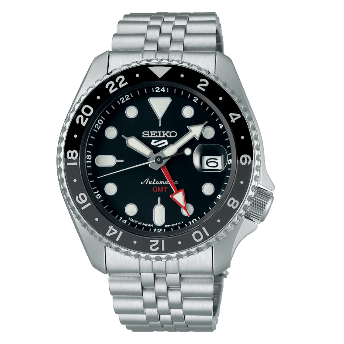 Seiko GMT JDM SBSC001 Black Dial Jubilee Strap Watch - Skywatches