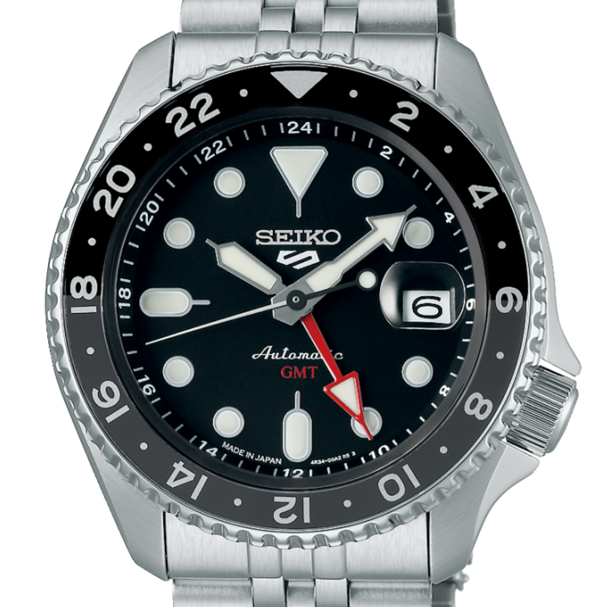 Seiko GMT JDM SBSC001 Black Dial Jubilee Strap Watch - Skywatches