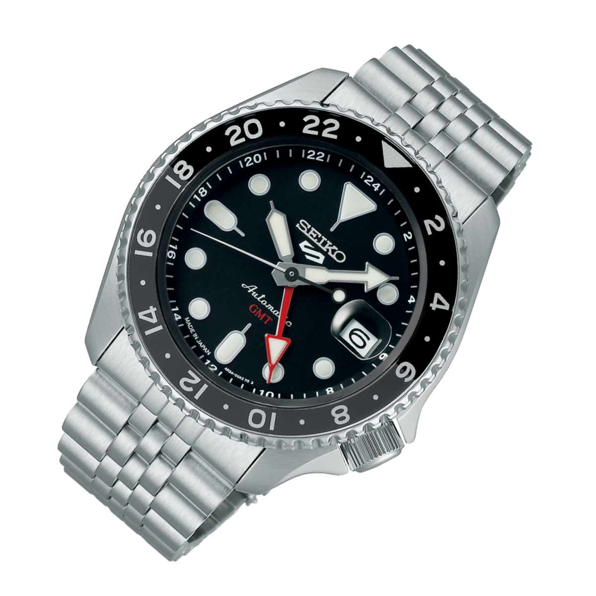 Seiko GMT JDM SBSC001 Black Dial Jubilee Strap Watch - Skywatches