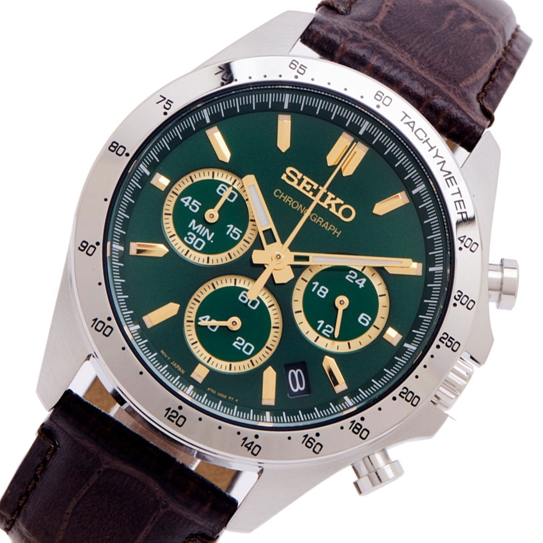 Seiko Spirit SBTR017 Chronograph Green Dial Leather JDM Watch