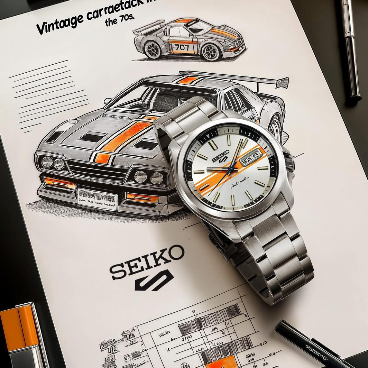 Seiko 5 Sports "Retro GT" SRPL49K1 SRPL49 SRPL49K Car Special Edition Automatic Mens Watch