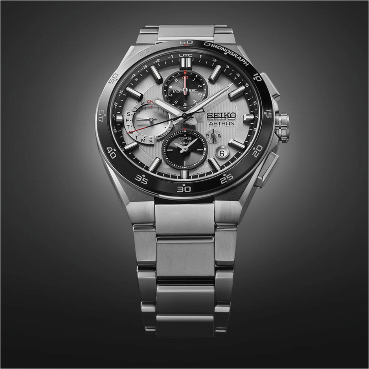 Seiko Astron GPS Solar Dual-Time Chronograph Titanium Watch SSH153J1