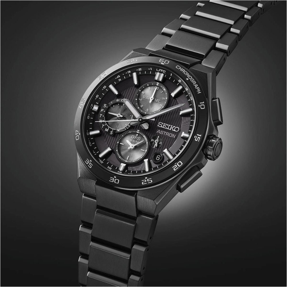 Seiko Astron GPS Solar Dual-Time Chronograph Titanium Watch SSH155J1