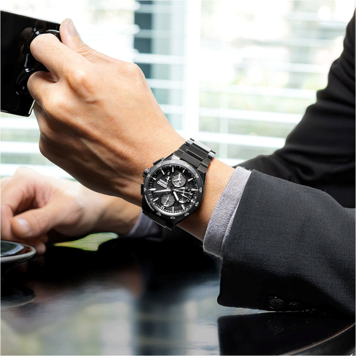 Seiko Astron GPS Solar Dual-Time Chronograph Titanium Watch SSH155J1