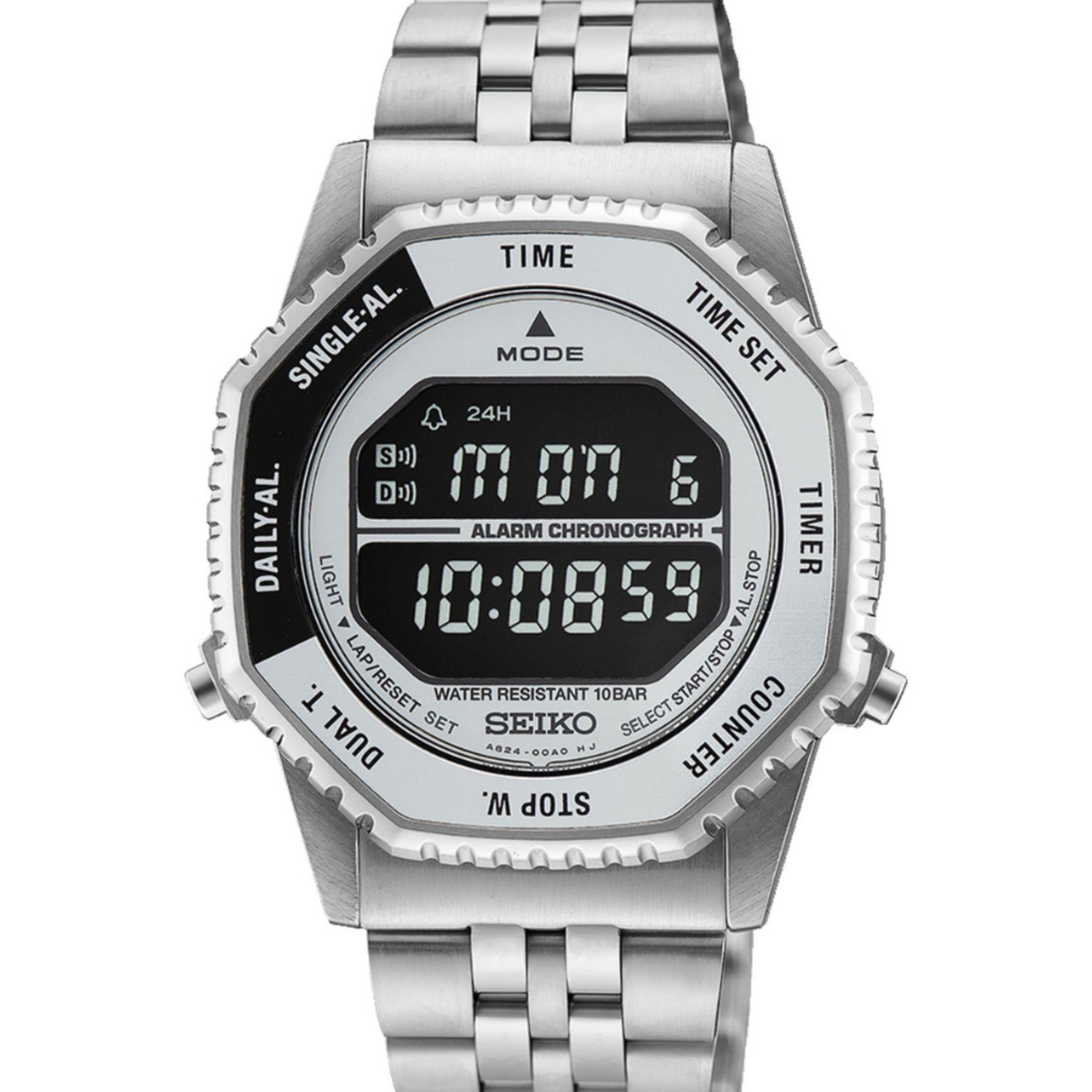 Seiko Rotocall Reissue Stainless Steel Digital HFL002P1 Watch