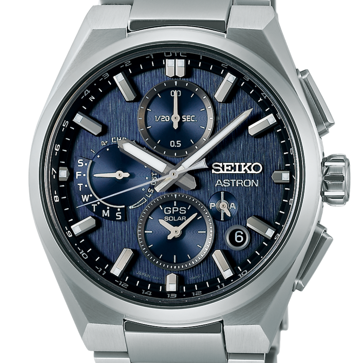 Seiko Astron GPS Dual Time Chronograph SSH161J1 SSH161 Blue Dial Solar Mens Watch