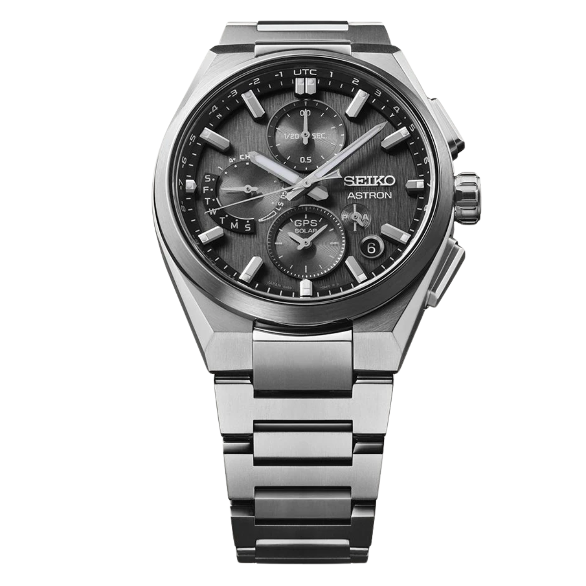 Seiko Astron GPS Dual Time Chronograph SSH163J1 SSH163 Charcoal Dial Solar Mens Watch