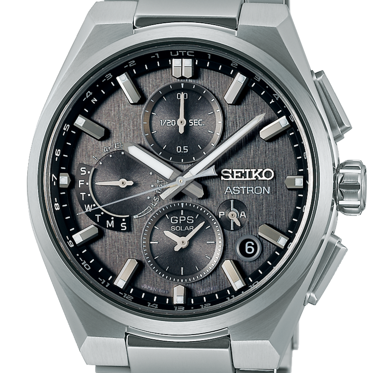 Seiko Astron GPS Dual Time Chronograph SSH163J1 SSH163 Charcoal Dial Solar Mens Watch