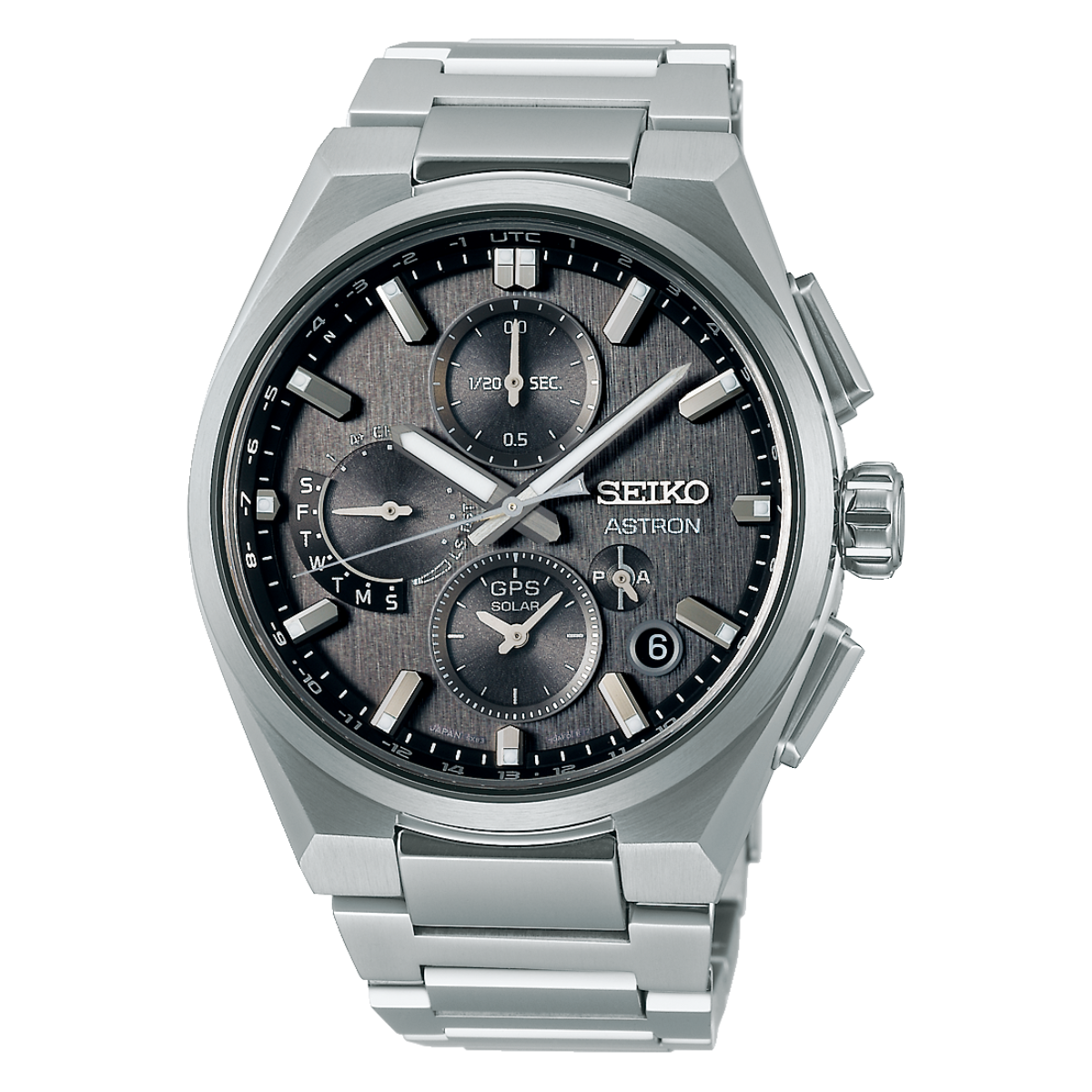 Seiko Astron GPS Dual Time Chronograph SSH163J1 SSH163 Charcoal Dial Solar Mens Watch