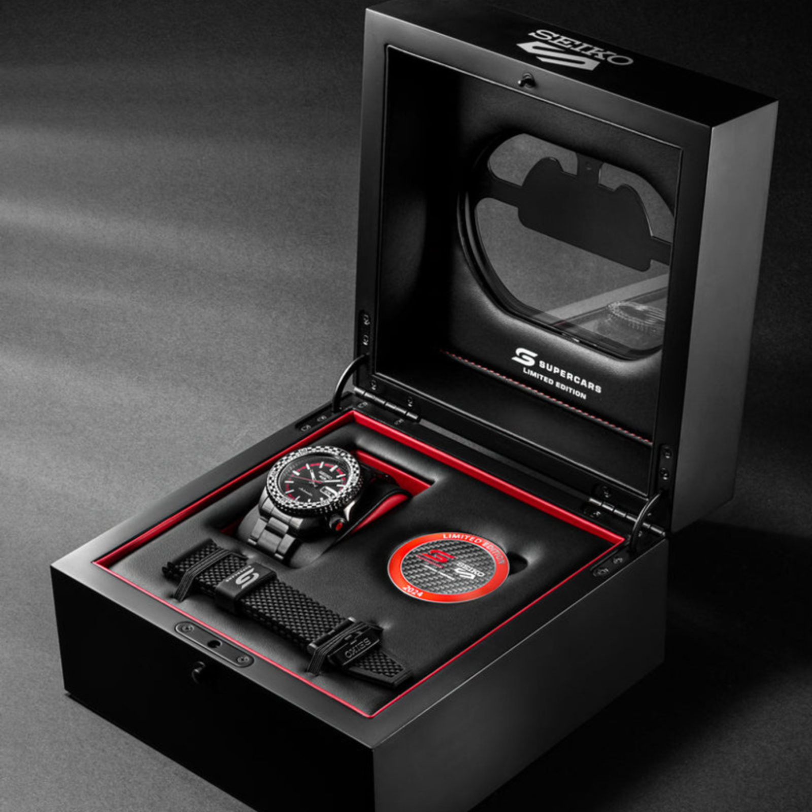 Seiko 5 Sports SRPL01K Black Checker Flag Supercars Limited Edition Automatic Watch