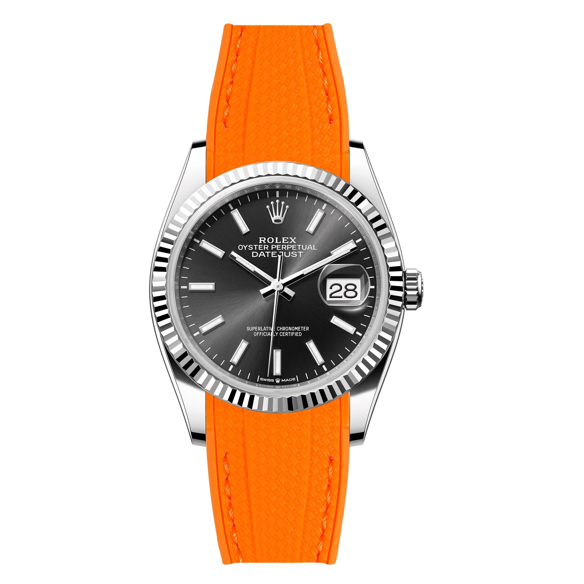 Awesome Orange Leather Strap Watches Band H77665973_K0042146