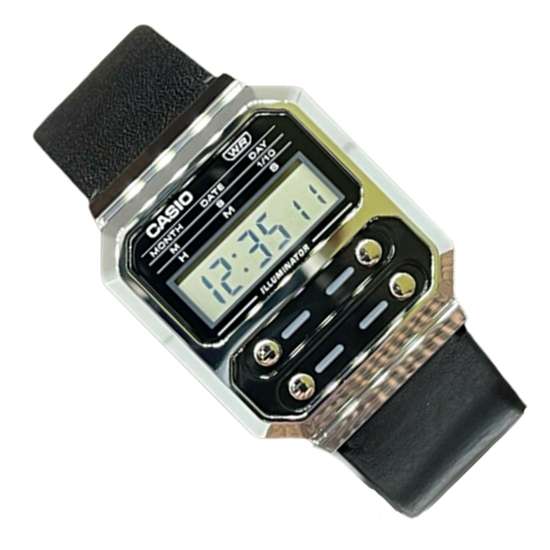 Casio Vintage A100WEL-1A A100WEL-1 A100WEL Digital Leather Watch