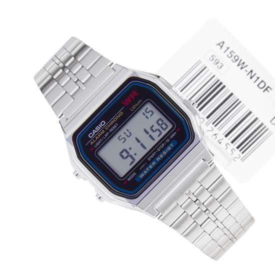 Casio Alarm Chrono Silver Mens Retro Watch A159W-N1D A159W