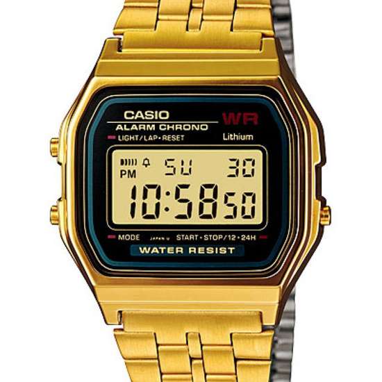 A159WGEA-1 Casio Alarm Gold Plated Vintage Digital Watch 