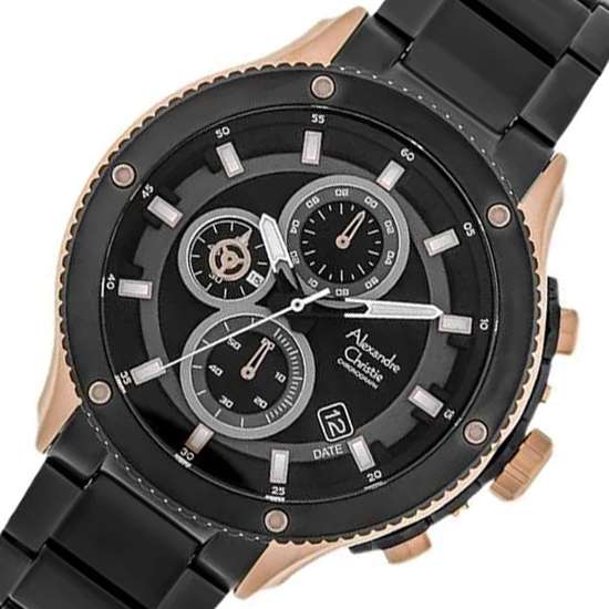 Alexandre Christie Chronograph 6489MCBBRBA Mens Quartz Black Sports Watch